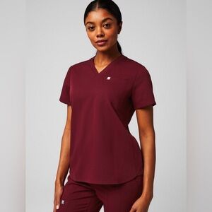 Fabletic Scrub Set- Small Wine V-Neck Top and Small Wine Joggers